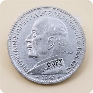 1941 France 20 Francs - Petain (Cochet) COPY COIN