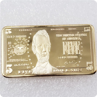 USA Dollar Bullion 24k Gold Bar American Metal Coin Golden Bars USD with gift box