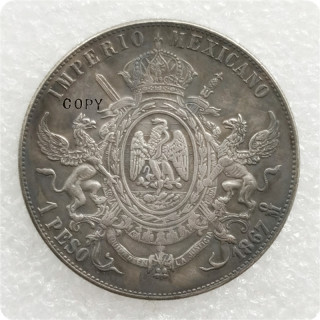 1866,1867 Mexico 1 Peso - Maximiliano I Copy Coins