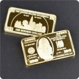 USA 100 Dollar Bullion 24k Gold Bar American Metal Coin Golden Bars USD with gift box
