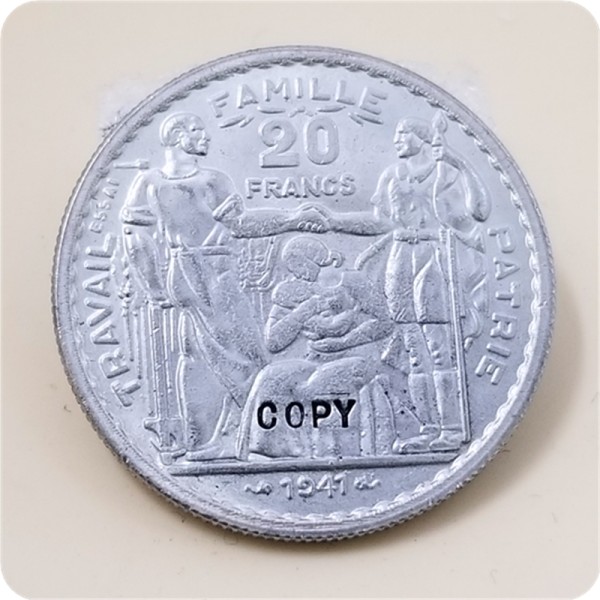 1941 France 20 Francs COPY COIN