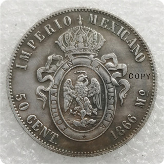 1866 Mexico 50 Centavos - Maximiliano I Copy Coin