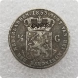 1850,1853 NETHERLANDS 1/2 GULDEN COINS COPY