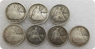 USA 1875,1875S,1875CC,1876,1876CC,1877,1878 Liberty Seated Twenty Cent Copy Coins