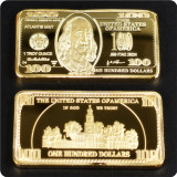 USA 100 Dollar Bullion 24k Gold Bar American Metal Coin Golden Bars USD with gift box