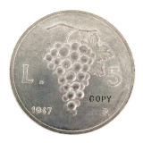 1946,1947 Italy 5 Lire Aluminium Copy Coin