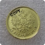 1898-1911 RUSSIA 10 ROUBLE CZAR NICHOLAS II GOLD Copy Coins--replica coins medal coins collectibles badge