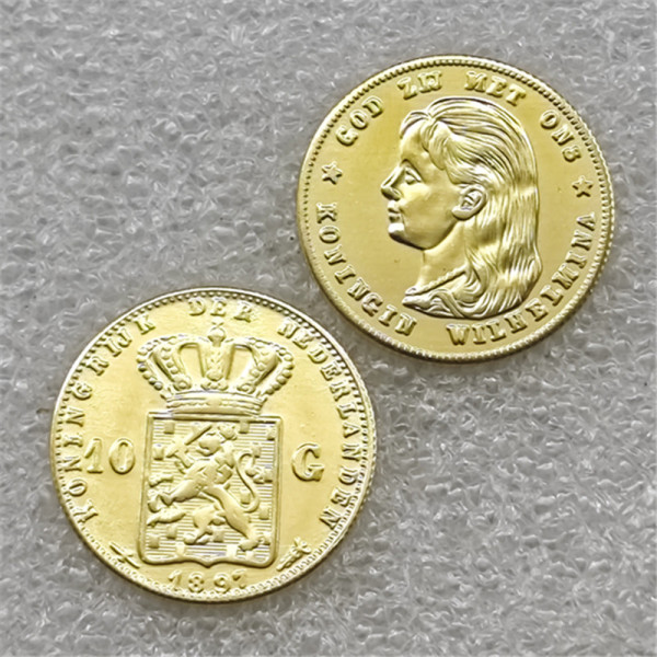 1897 Netherlands 10 Gulden - Wilhelmina Copy Coin