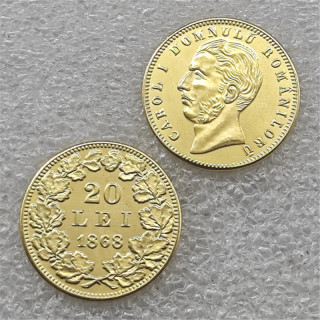 1868,1883,1890 Romania 20 Lei - Carol I Copy Coins
