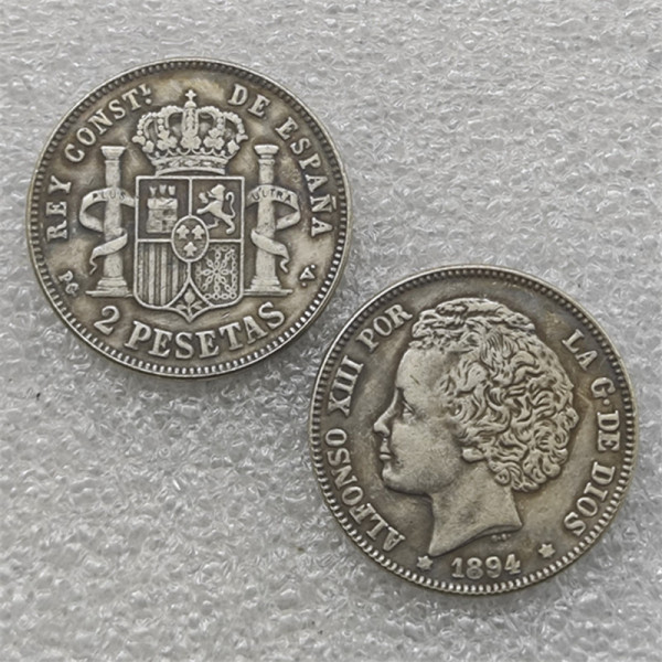 1894 Spain 2 Pesetas - Alfonso XIII (2nd portrait) COPY COIN commemorative coins