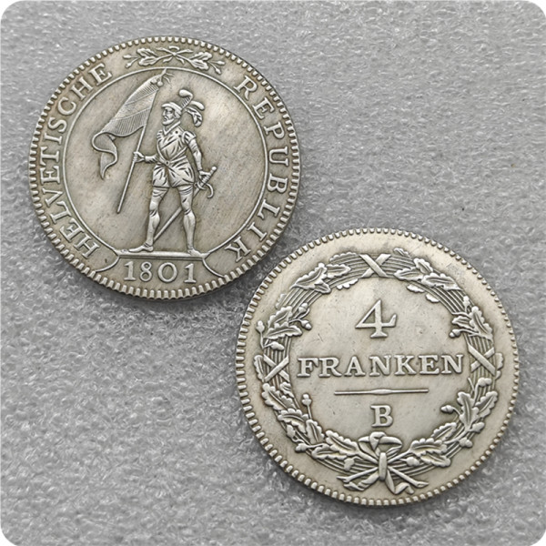 1801 B Switzerland 4 FRANKEN Silver Copy Coin commemorative coins