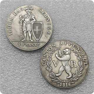 1816 V R Switzerland 4 FRANKEN Silver Copy Coin commemorative coins