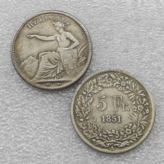 1851 Switzerland 5 Francs COIN COPY