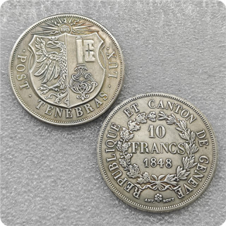 1848,1851 Switzerland SWISS CANTONS GENEVA 10 Franc Copy Coins