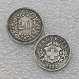 1851-BB SWITZERLAND Billon 20 rappen Copy Coin commemorative coins
