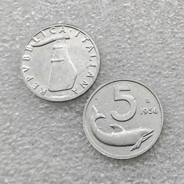 1956 R Italy 5 Lire Aluminium Copy Coin