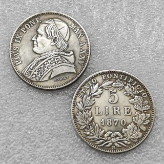 1870-R XXIV Italy 5 Lire Silver Coin Papal States COPY commemorative coins