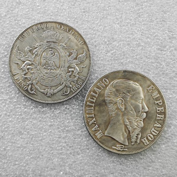 1866 Mexico 1 Peso - Maximiliano I Copy Coins
