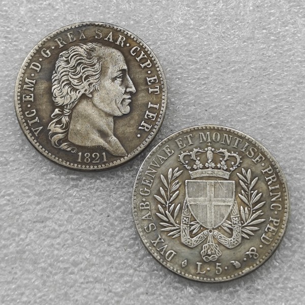 1821 SARDINIA/ITALIAN STATES 5 LIRE COIN COPY commemorative coins-replica coins medal coins collectibles