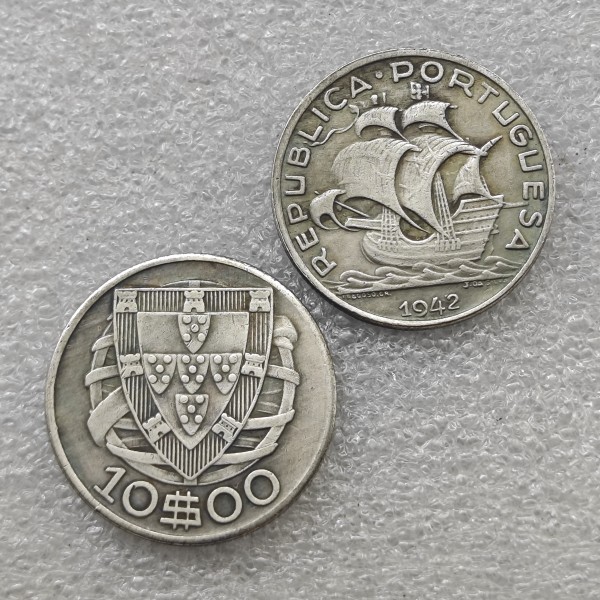 PORTUGAL 10$10 ESCUDOS 1942 COIN COPY FREE SHIPPING