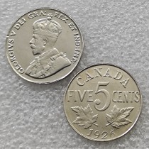 Canada nickel 5 Cents 1926 copy coins