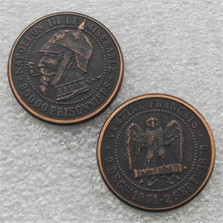 1851 France Napoleon III Chouette sur un canon, dessous des eclairs COPY COIN FREE SHIPPING