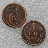 1876,1878,1881,1892 Denmark 1 Ore - Christian IX Copy Coins