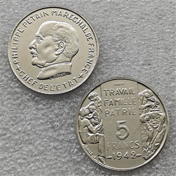 1942 France 5 Francs - Petain (Essai) Pattern copy coins commemorative coins-replica coins medal coins collectibles badge