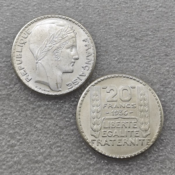 1936 France 20 Franc Coin KM#879 UNC COPY commemorative coins
