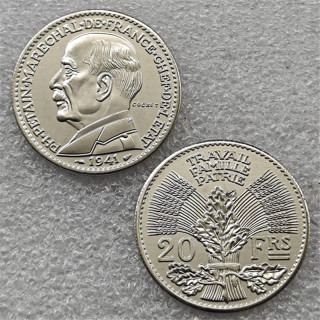 1941 France 20 Francs - Petain (Cochet) COPY COIN