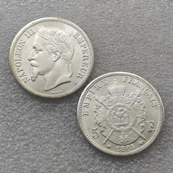 1864-A FRANCE 5 FRANC COIN UNC COPY commemorative coins