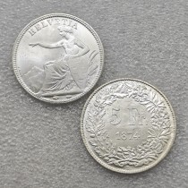 1874-B Switzerland 5 Francs UNC COIN COPY FREE SHIPPING