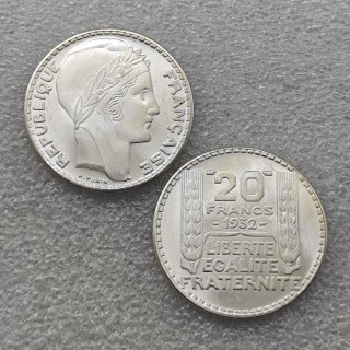 Coins collectibles 1932 France 20 Franc Coin KM#879 UNC COPY-replica coins medal