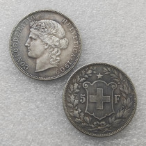 1909-B Switzerland 5 Francs COIN COPY FREE SHIPPING