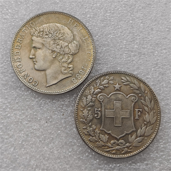 1888-B Switzerland 5 Francs COIN COPY FREE SHIPPING
