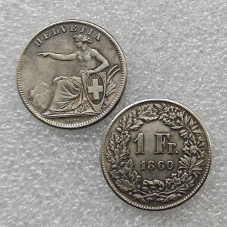 1860-B Switzerland 1 Francs COIN COPY FREE SHIPPING