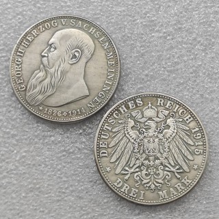 (1826+1914) Duchy of Saxe-Meiningen 1915 Germany 3 Mark - Bernhard III COPY COIN FREE SHIPPING