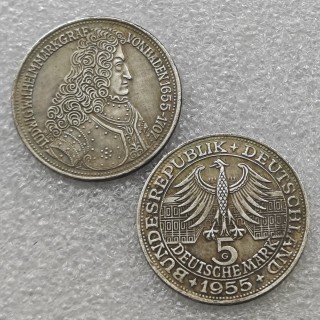 1955 Germany - Federal Republic 5 Deutsche Mark (Markgraf von Baden) Copy coins Commemorative Coins Art Collection