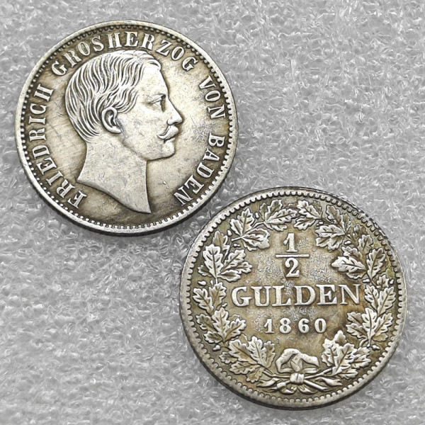 1860 Grand-duchy of Baden (German states) 1/2 Gulden - Friedrich I Copy Coin