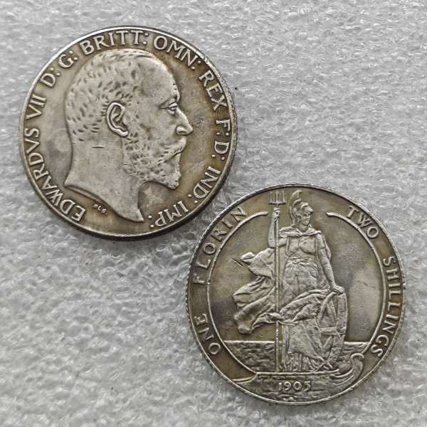 Rare 1905 United Kingdom  1 Florin - Edward VII COPY COIN commemorative coins