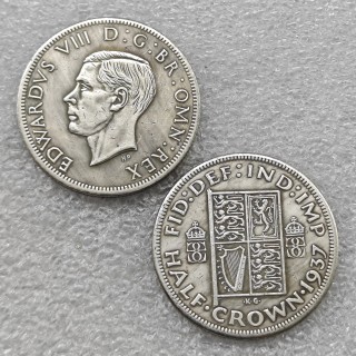 1937 United Kingdom ½ Crown - Edward VIII Pattern and 1952 ½ Crown - George VI Copy Coins