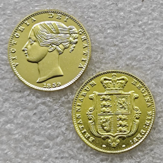 1839 United Kingdom 1/2 Sovereign - Victoria (1st portrait) Copy Coin
