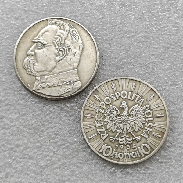 1934,1938 Poland 10 Złotych (Józef Piłsudski) Copy Coins