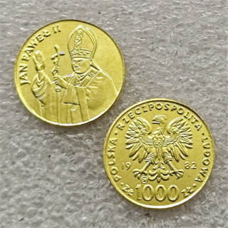1982 POLAND 1000 ZLOTYCH GOLD POPE JOHN PAUL II Copy commemorative coins
