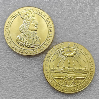 1656 Polish-Lithuanian Commonwealth Pieciodukat - Jan II Kazimierz Waza (Gdansk mint) COPY COIN-replica coins collectibles