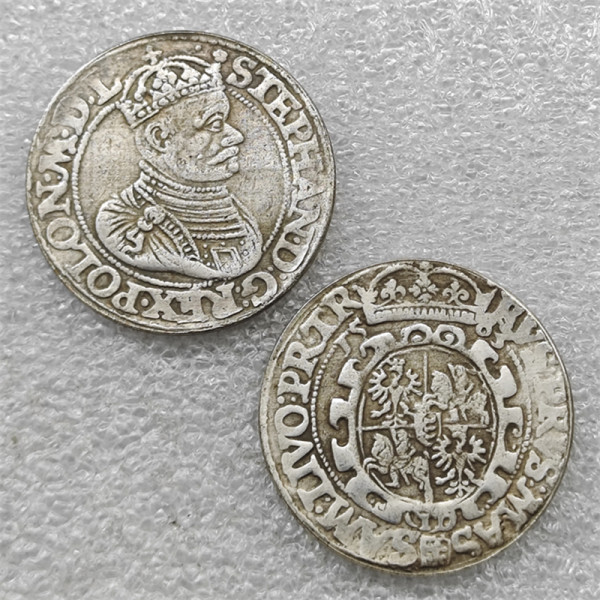 1583 Polish-Lithuanian Commonwealth  POLtalar koronny - Stefan Batory (Olkusz mint) Copy Coin