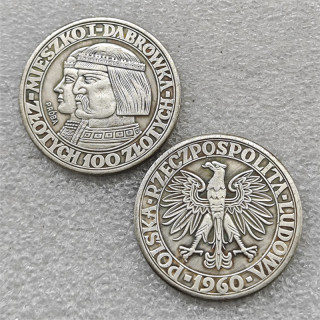 1960 Poland 100 Złotych Polish Millennium Trial Strike Ag faces left Copy Coins