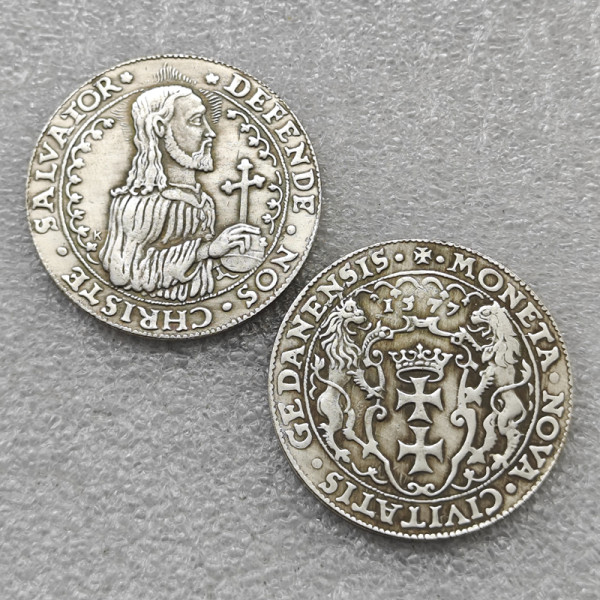 Poland : TALAR - CHRISTE Gedanensis DANZIG 1577 COPY commemorative coins