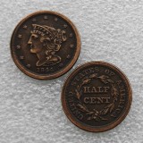 1844 Braided Hair Half Cent  Copy Coin commemorative coins