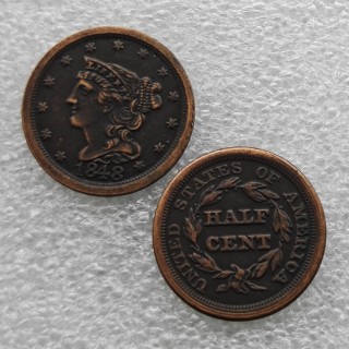 1848 Braided Hair Half Cent  Copy Coin commemorative coins